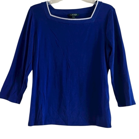 Lauren Ralph Lauren Sweaters - Lauren Ralph Lauren Royal Blue Boatneck Top with White Trim Size XL/TG